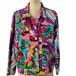 Bold bright multi abstract print jean Phool Jacket Medium